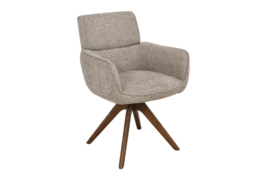 180° besisukanti vokiška valgomojo kėdė unique – taupe spalvos boucle audinys