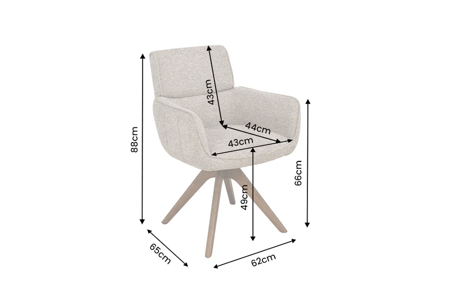 180° besisukanti vokiška valgomojo kėdė unique – taupe spalvos boucle audinys