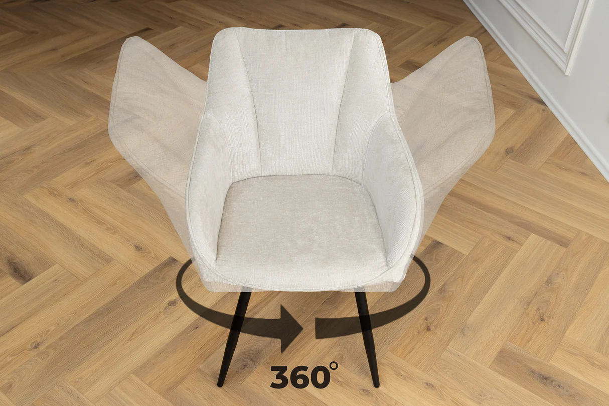 360° besisukanti valgomojo kėdė avignon – beige spalva