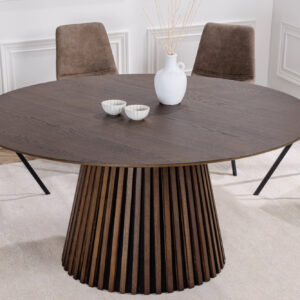apvalus valgomojo stalas wood dark – 120xh75 cm