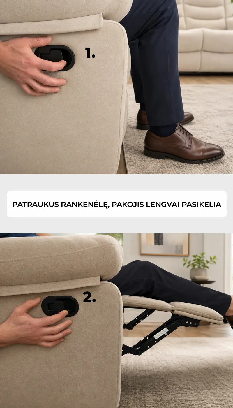 trivietė sofa reglaineris ramzi su relakso funkcija – light grey – 208x97xh102 cm