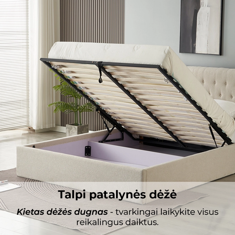 dvigulė miegamojo lova imperatorius 160x200 cm grey boucle