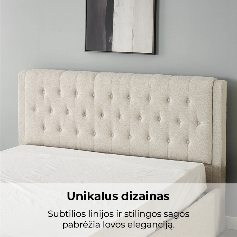 dvigulė miegamojo lova imperatorius 160x200 cm grey boucle