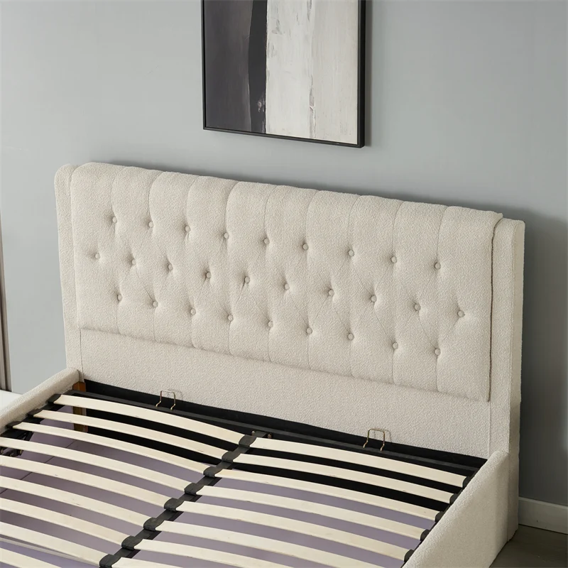 dvigulė miegamojo lova imperatorius 160x200 cm grey boucle