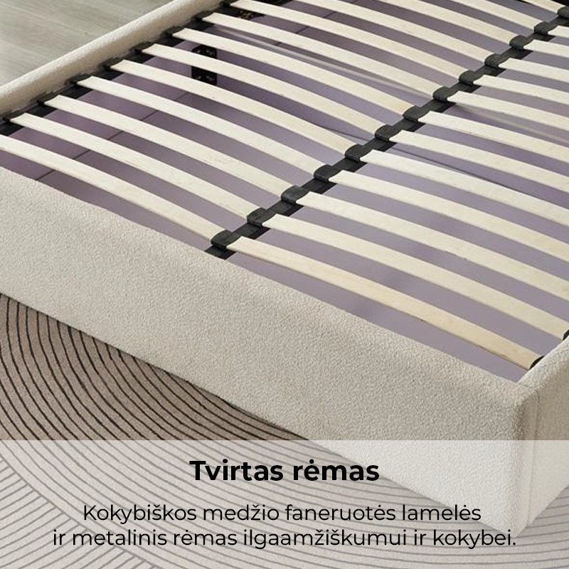 dvigulė miegamojo lova imperatorius 160x200 cm grey boucle