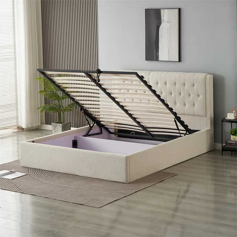 dvigulė miegamojo lova imperatorius 160x200 cm grey boucle