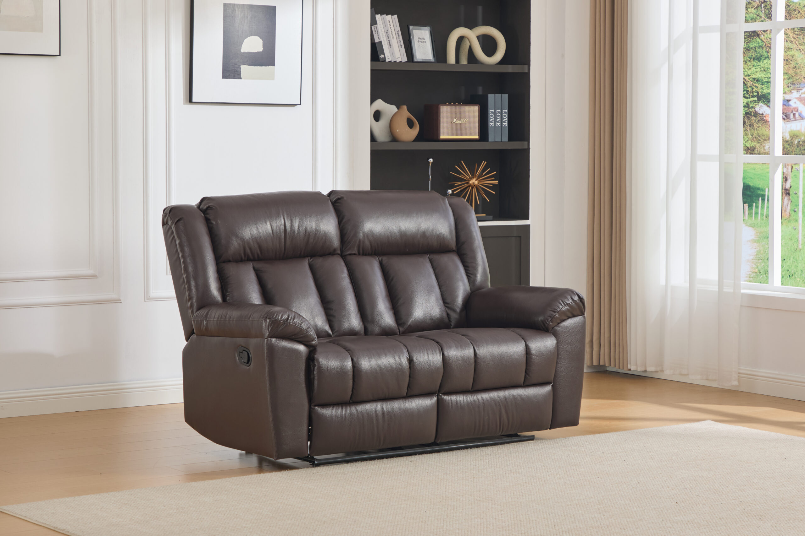dvivietė odinė sofa su reglaineriais detroit brown – 158x96xh107 cm
