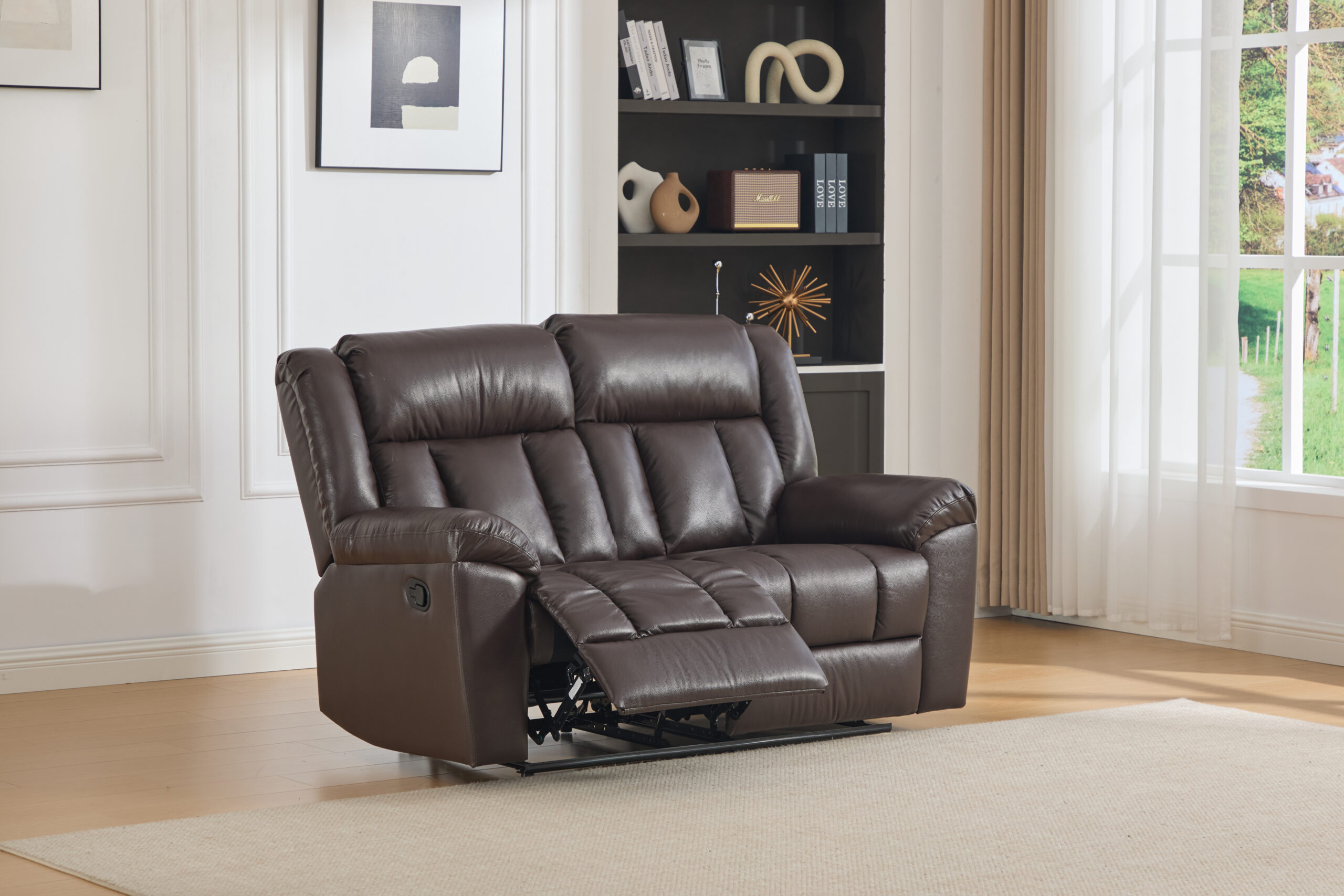 dvivietė odinė sofa su reglaineriais detroit brown – 158x96xh107 cm