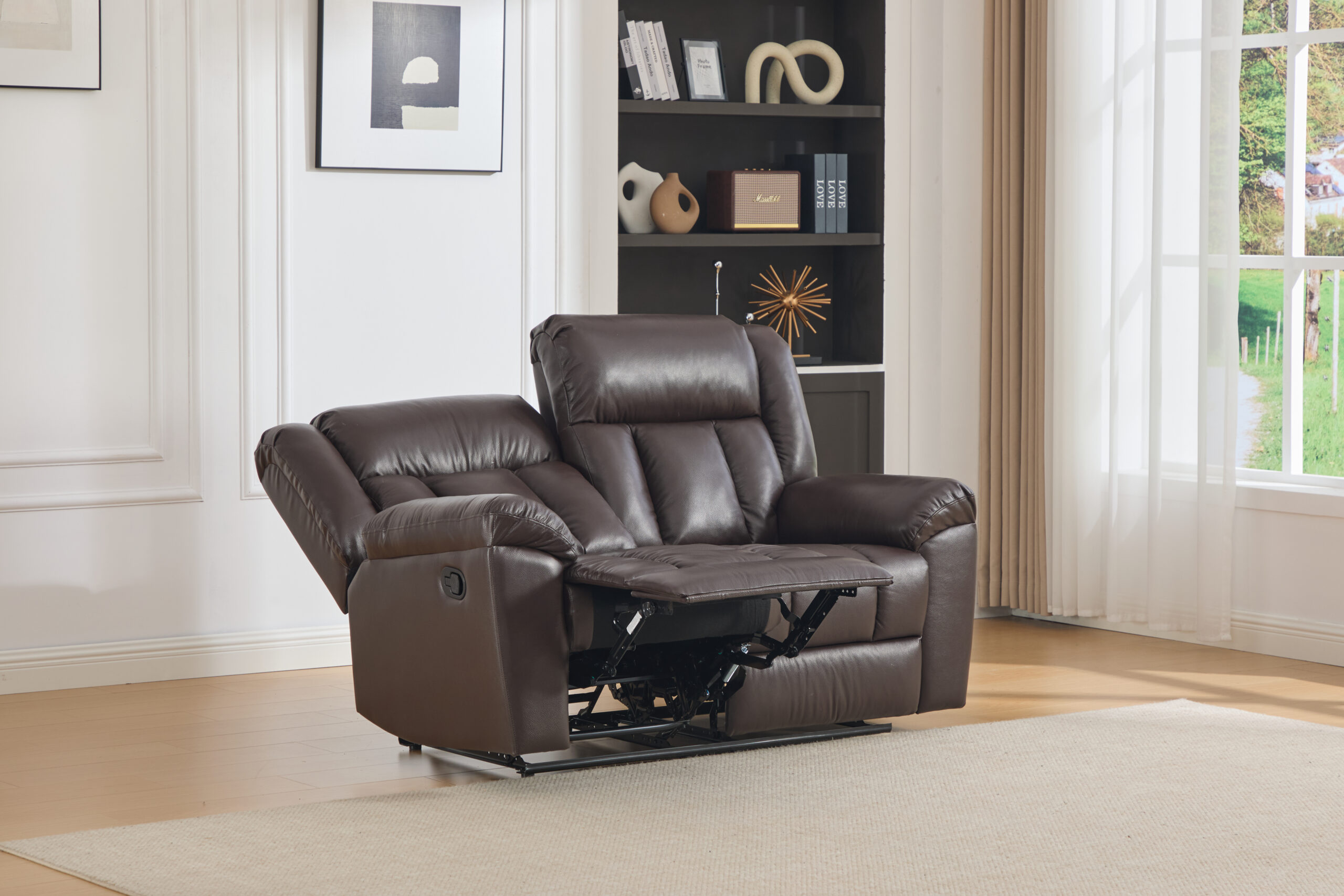 dvivietė odinė sofa su reglaineriais detroit brown – 158x96xh107 cm
