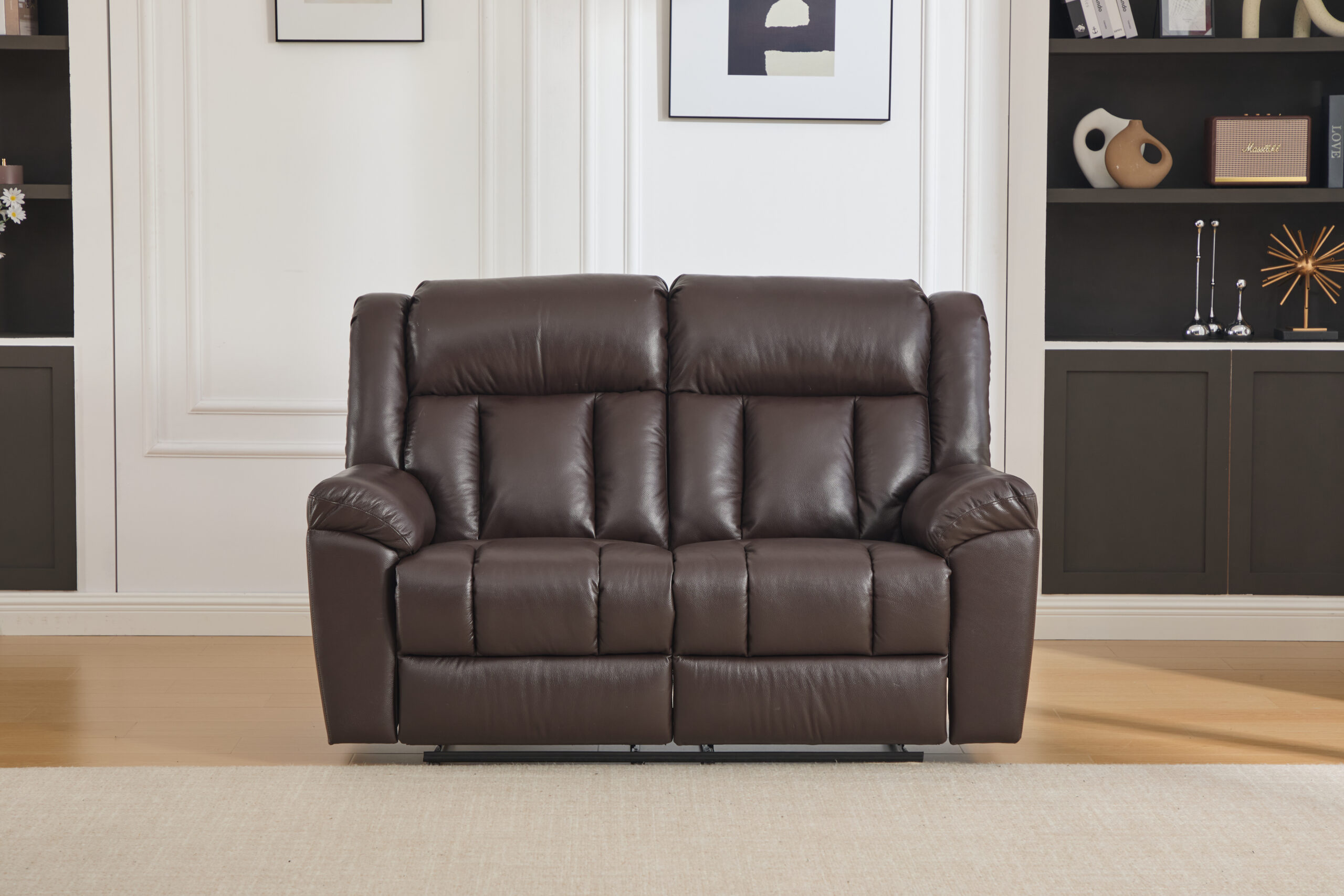 dvivietė odinė sofa su reglaineriais detroit brown – 158x96xh107 cm