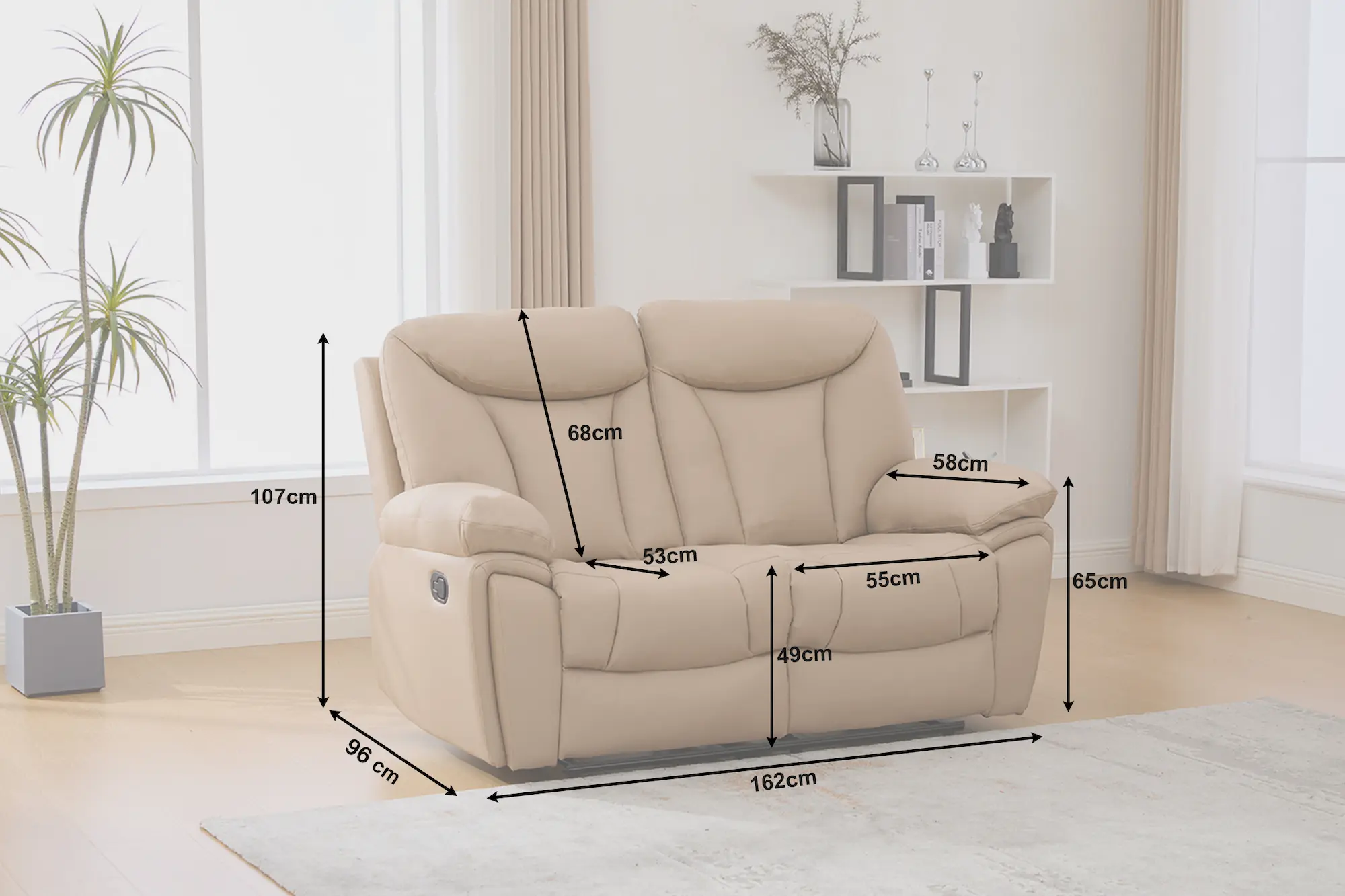 dvivietė odinė sofa su reglaineriais verona brown – 162x96xh107 cm