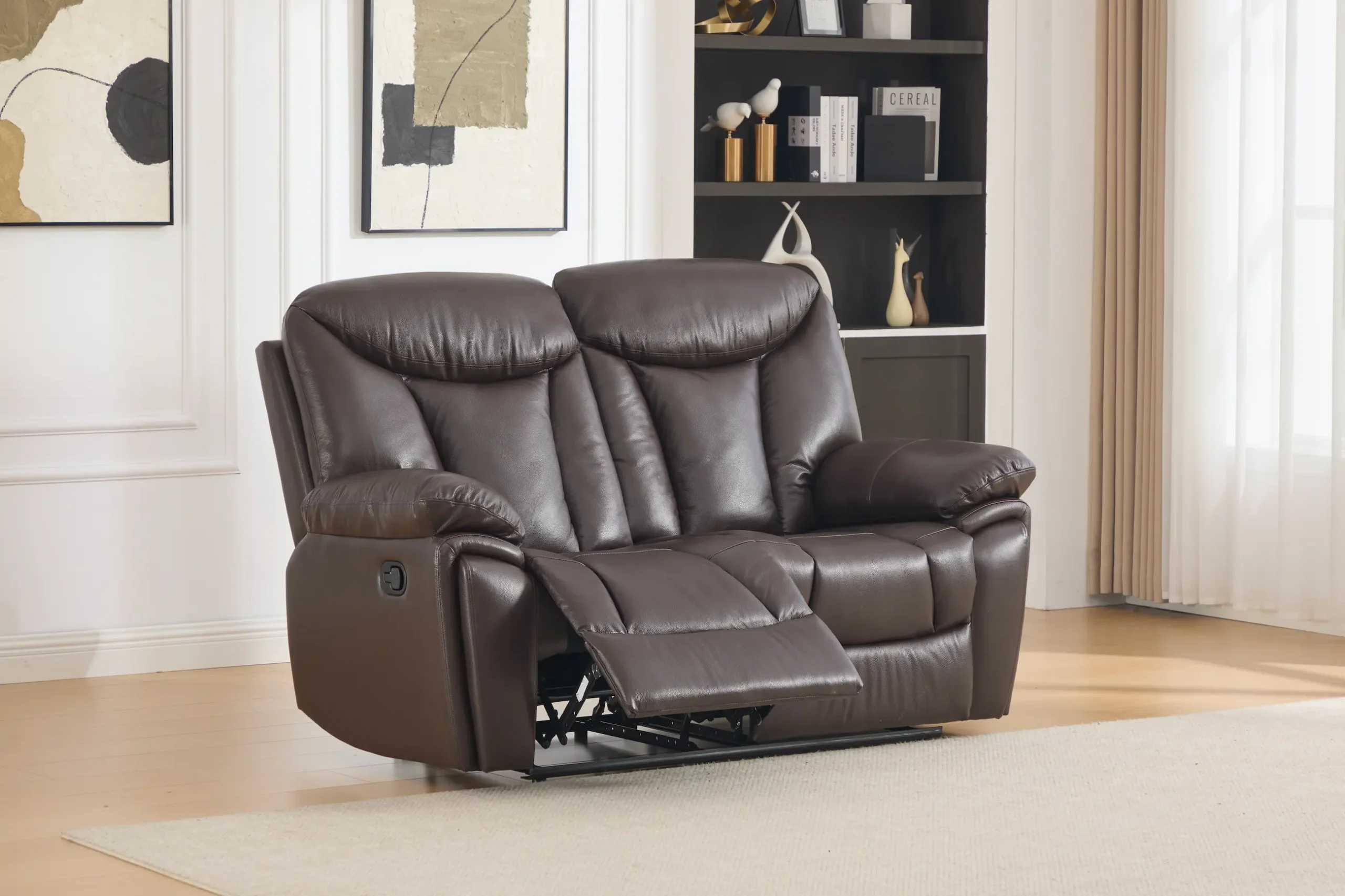 dvivietė odinė sofa su reglaineriais verona brown – 162x96xh107 cm