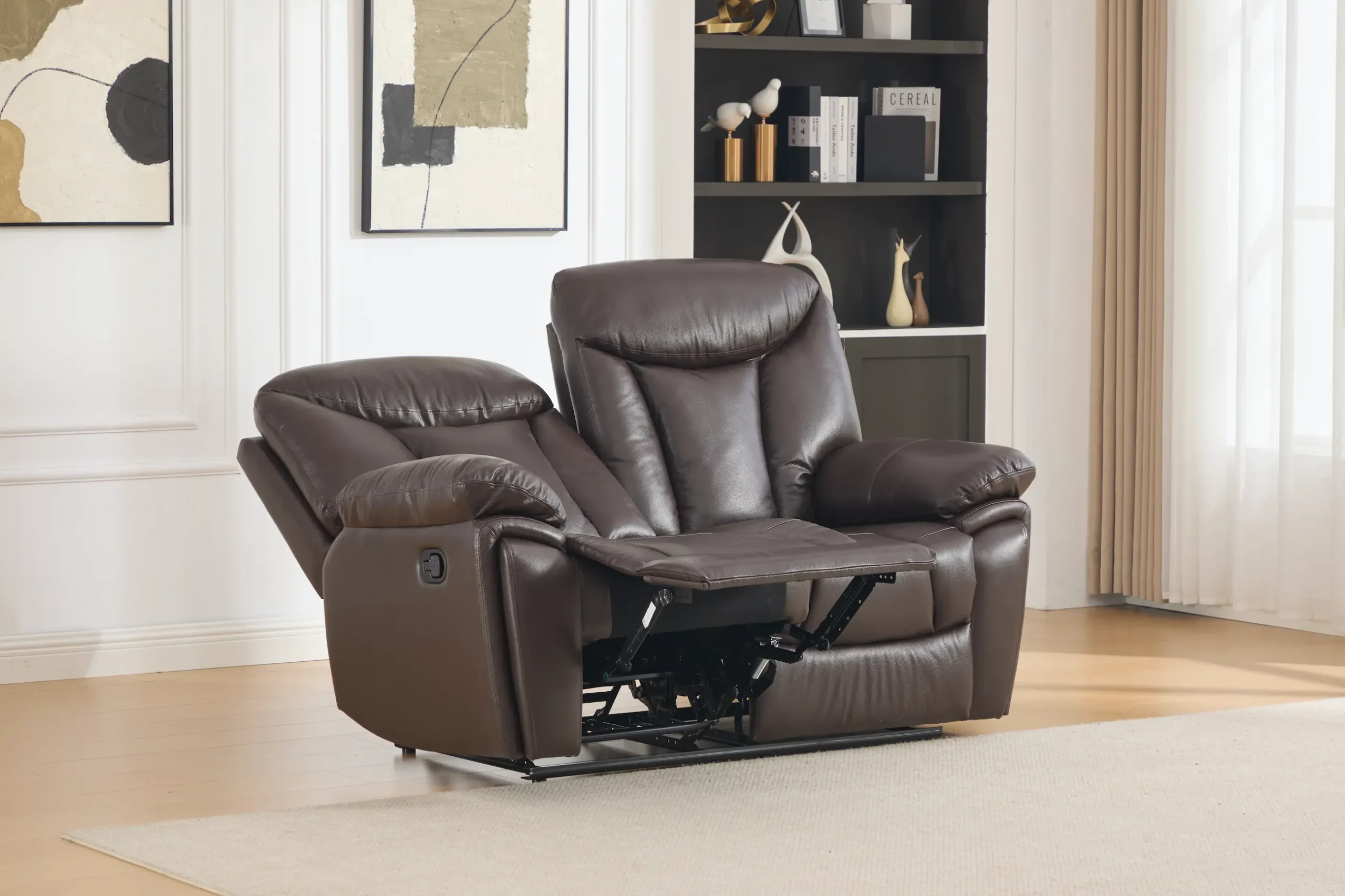 dvivietė odinė sofa su reglaineriais verona brown – 162x96xh107 cm