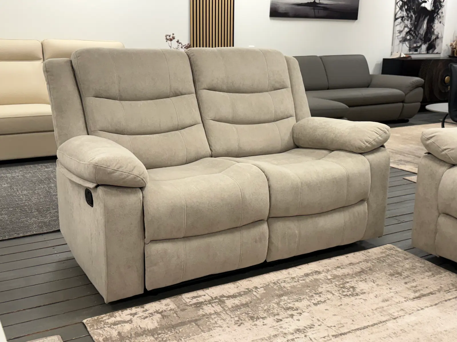 dvivietė sofa reglaineris ramzi su relakso funkcija – light grey – 152x97xh102 cm