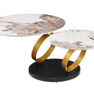 išsukamas kavos staliukas dancing gold/white 80 (134)x80xh44 cm