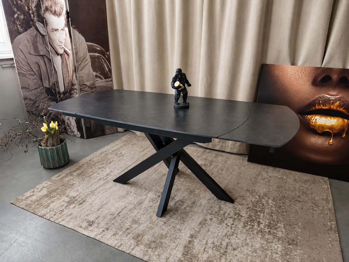 išsukamas valgomojo stalas twister dark grey 120 (180)x90xh75 cm