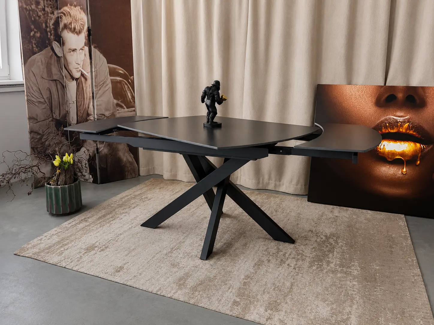 išsukamas valgomojo stalas twister dark grey 120 (180)x90xh75 cm