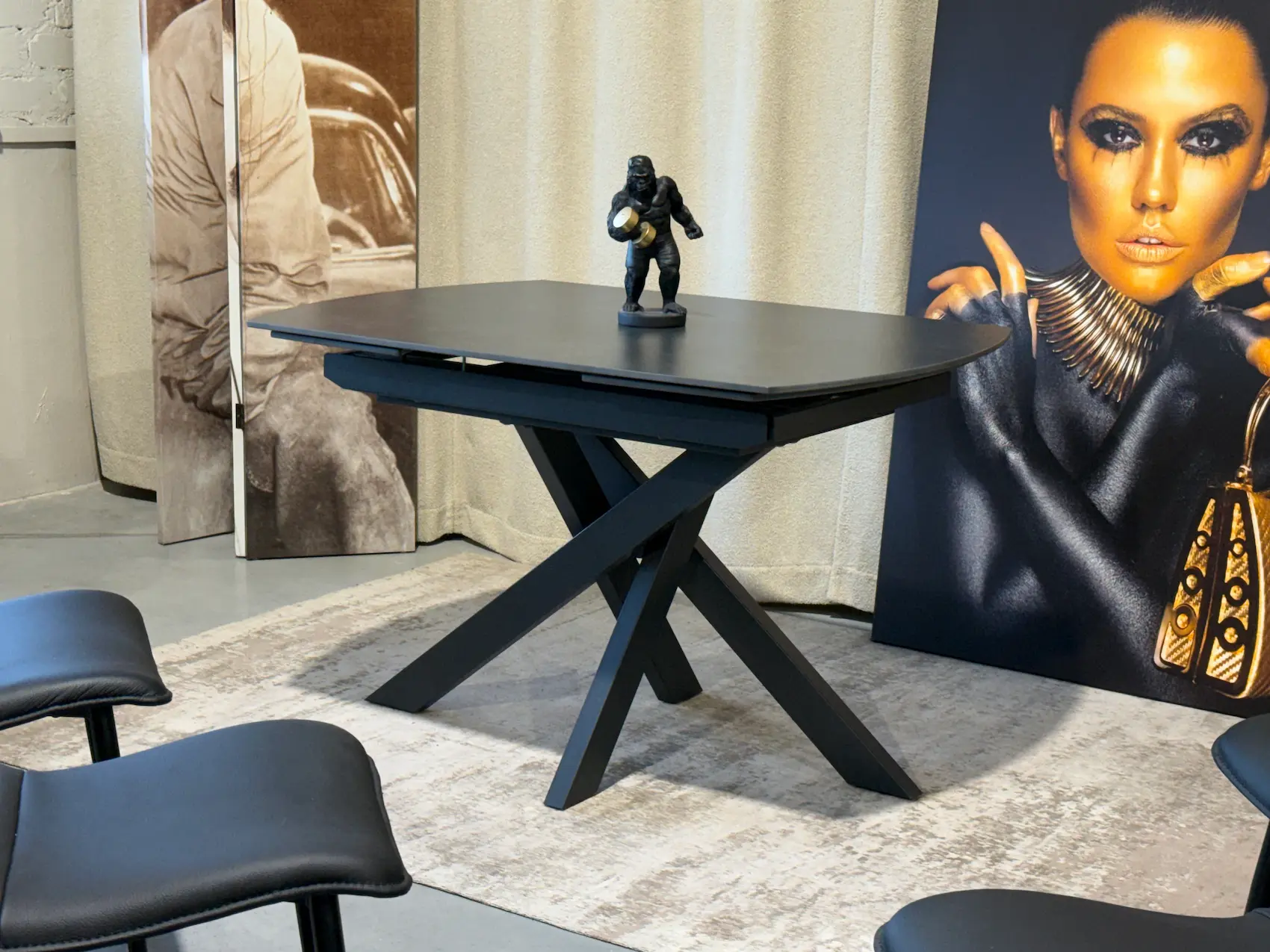 išsukamas valgomojo stalas twister dark grey 120 (180)x90xh75 cm