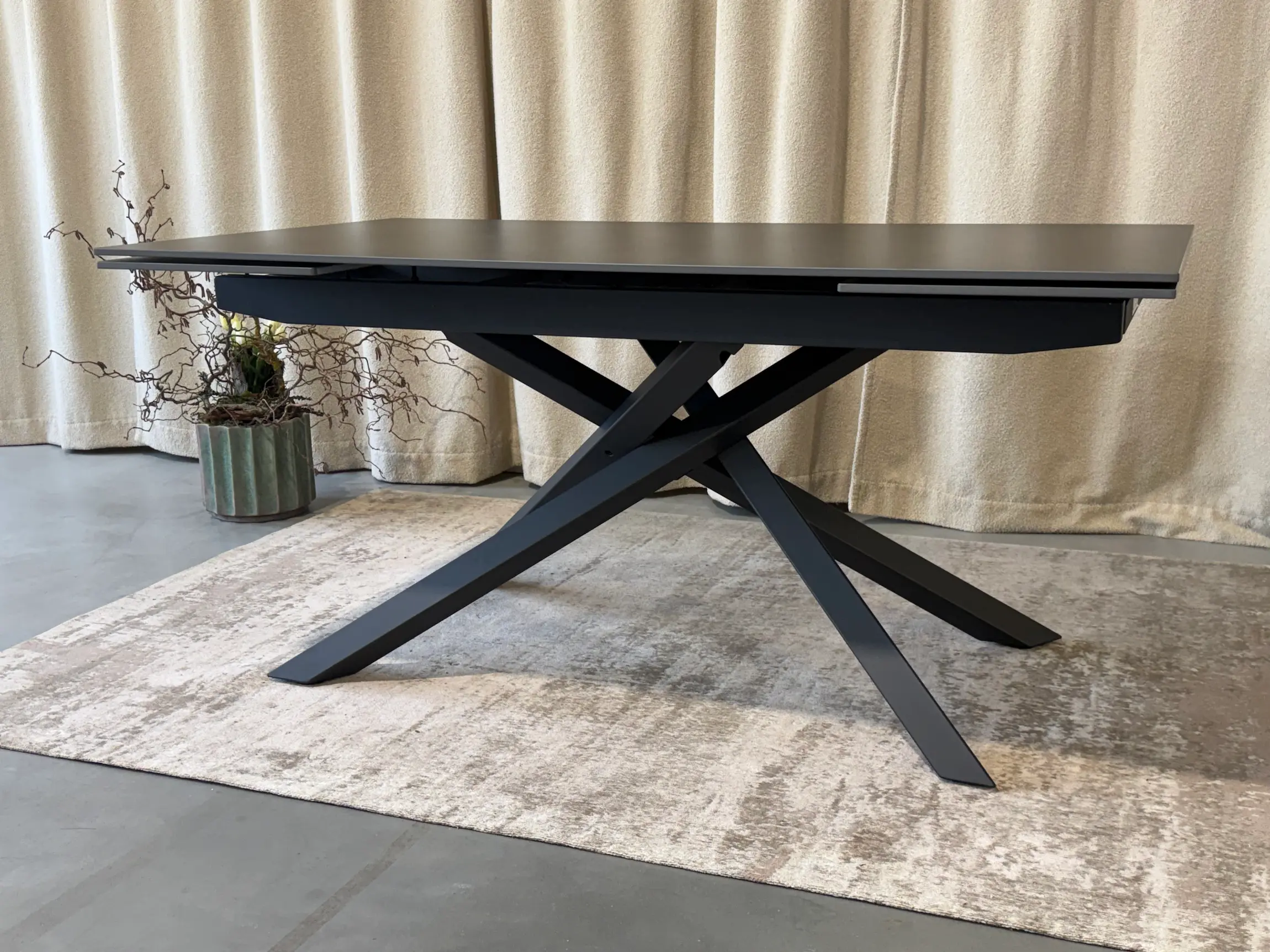ištraukiamas stalas blanco vick dark grey 160 (240)x90xh75 cm