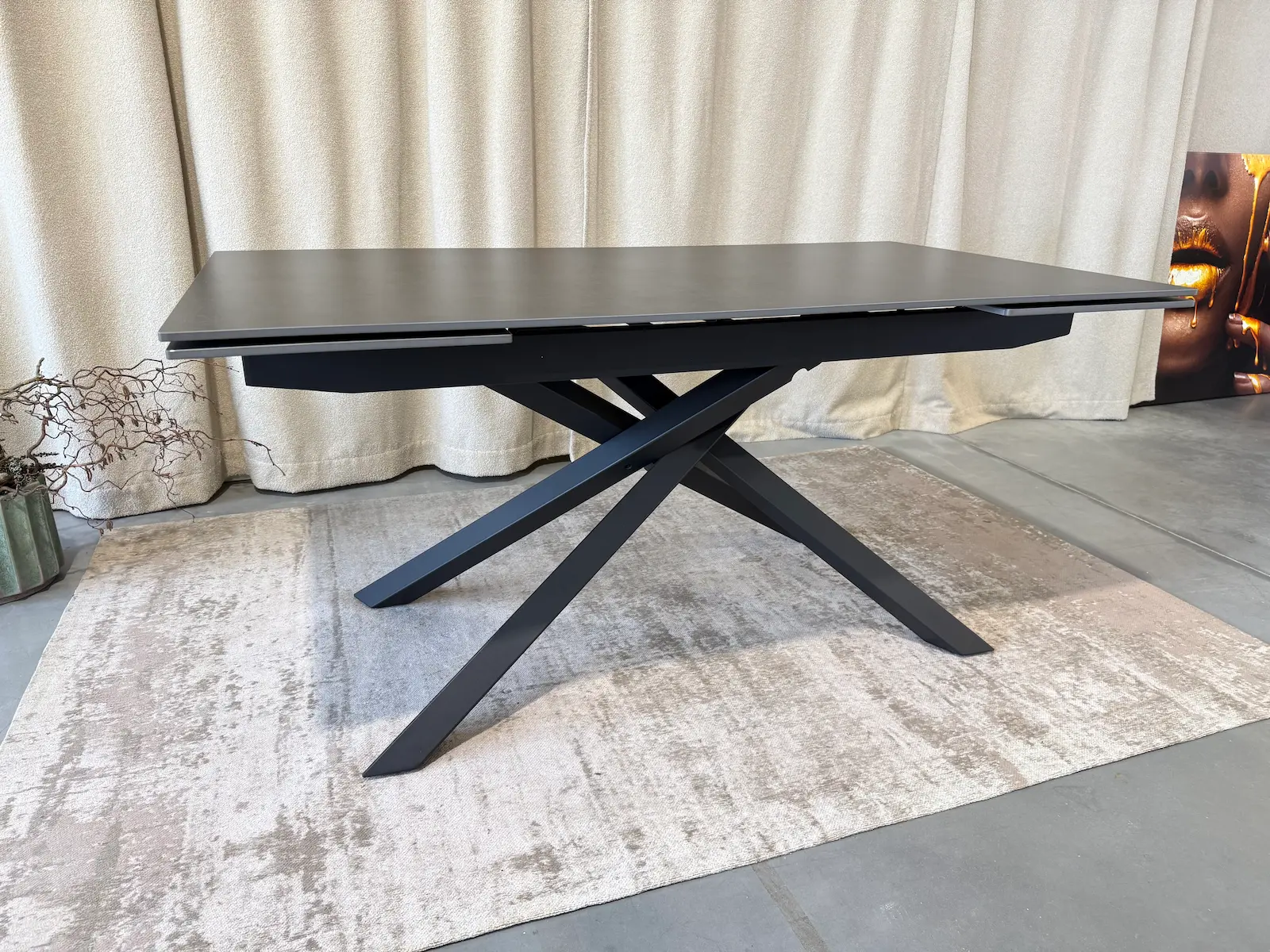 ištraukiamas stalas blanco vick dark grey 160 (240)x90xh75 cm