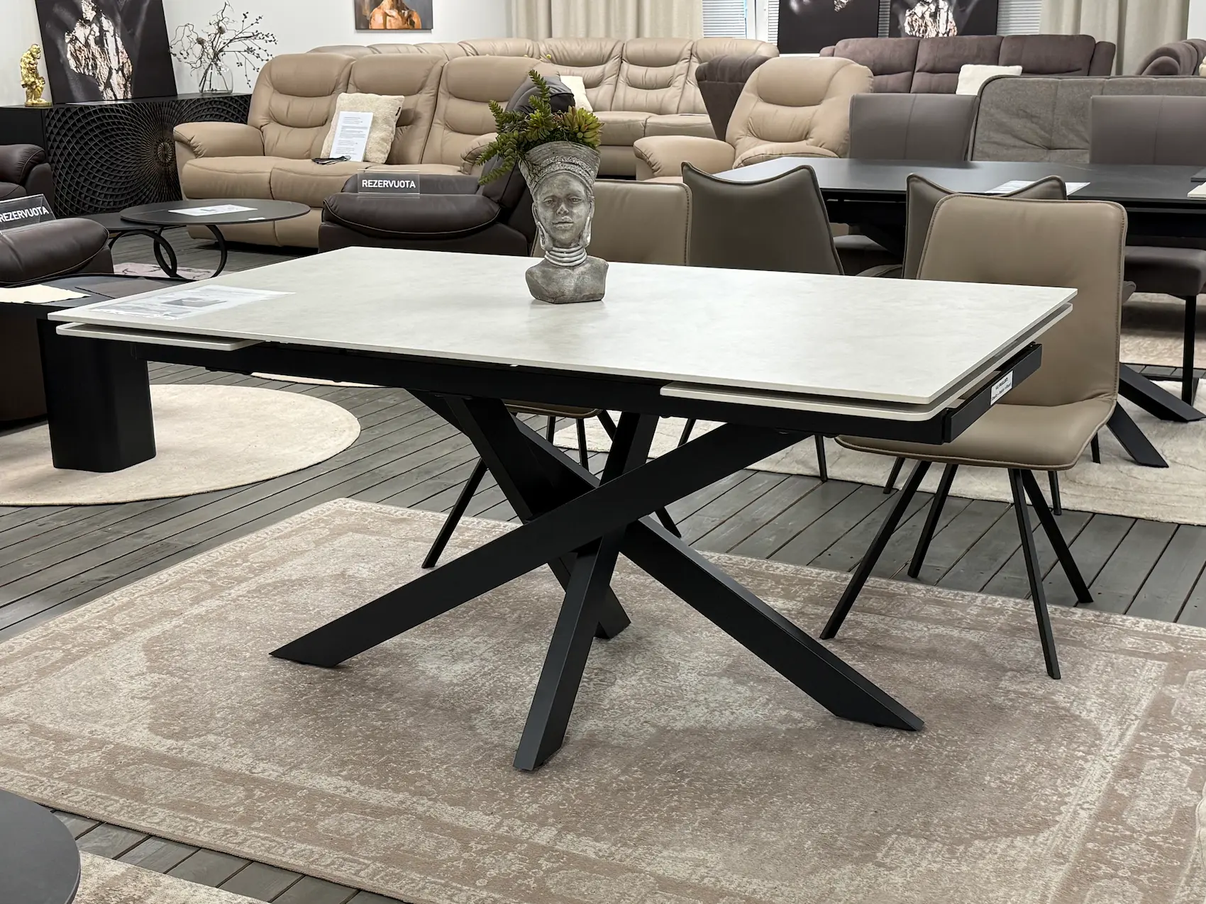 ištraukiamas valgomojo stalas artistico light grey 160 (240)x90xh75 cm