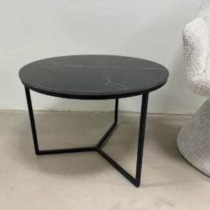 juodas apvalus kavos staliukas cosmo – 60xh43 cm