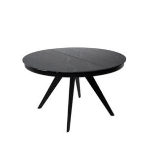 juodas apvalus stalas luna black 130 (180)xh76 cm