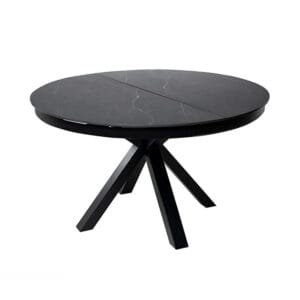 juodas apvalus stalas round black 130 (180)xh76 cm