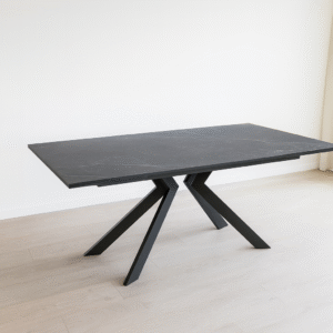 juodas itališkas valgomojo stalas flame 160 (200 240)x90xh76 cm