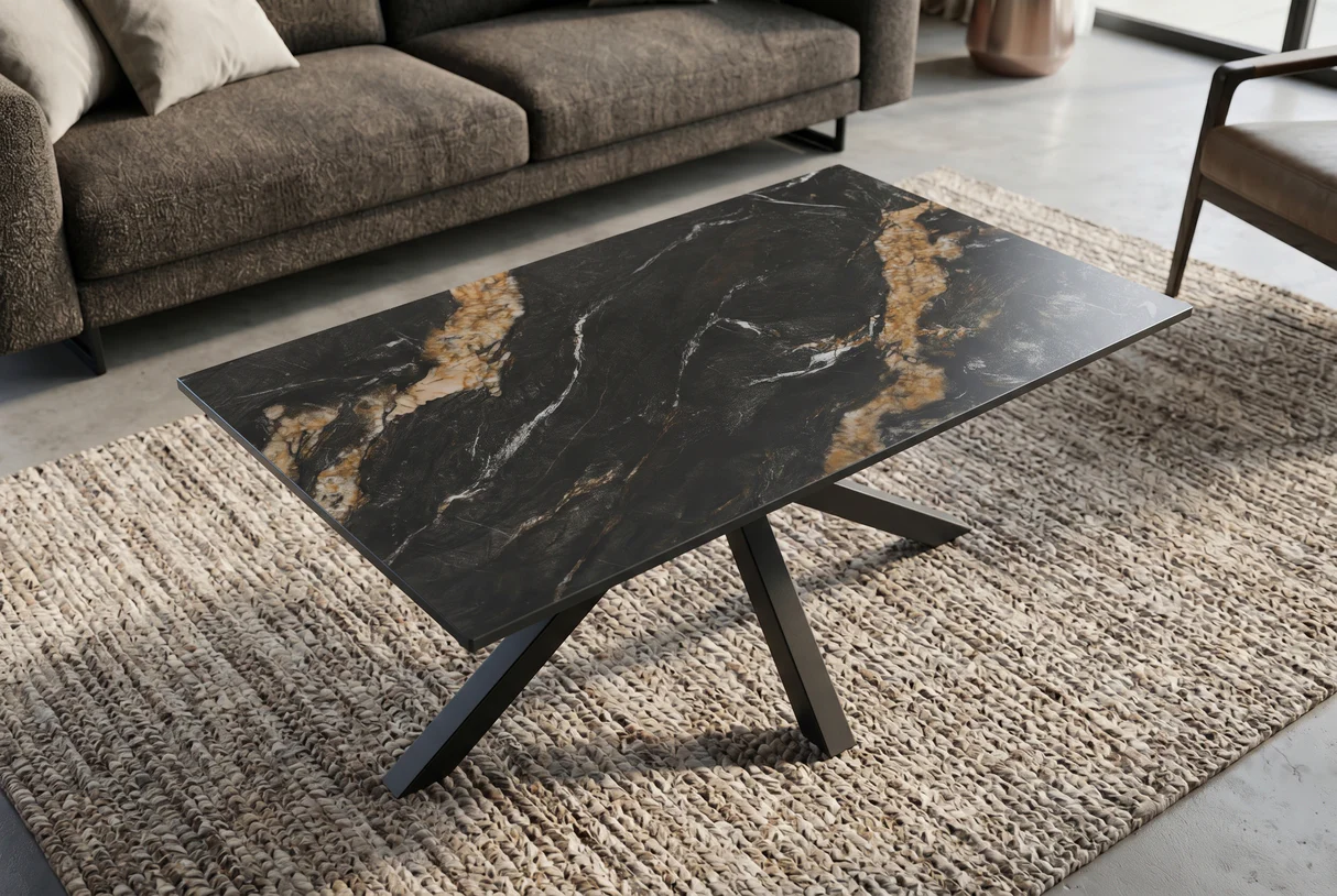 keraminis kavos staliukas galaxie black/gold – 100x60xh45 cm