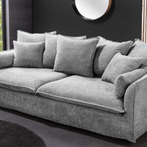 moderni vokiška sofa heaven – 200x105xh88 cm – pilkos spalvos teddy gobelenas