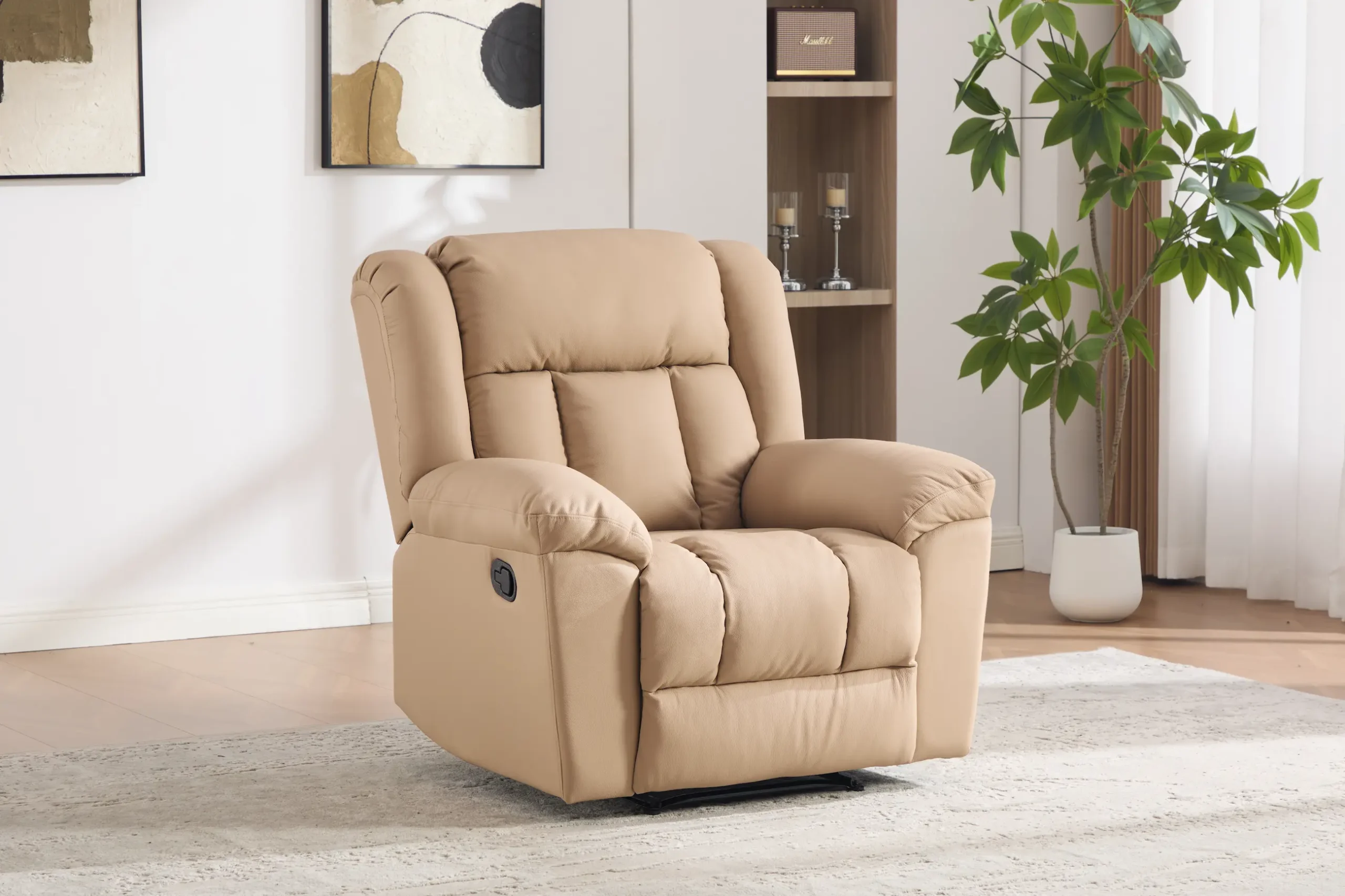 odinis fotelis su reglaineriu boss beige – 98x96xh107 cm