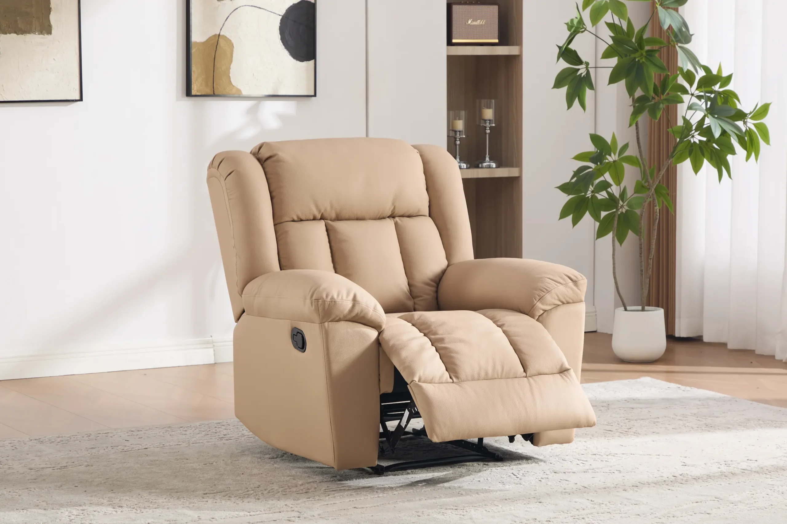 odinis fotelis su reglaineriu boss beige – 98x96xh107 cm