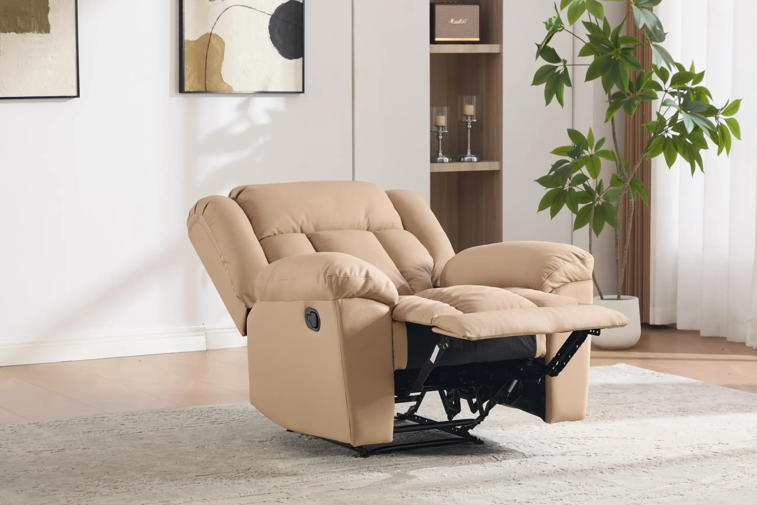 odinis fotelis su reglaineriu boss beige – 98x96xh107 cm