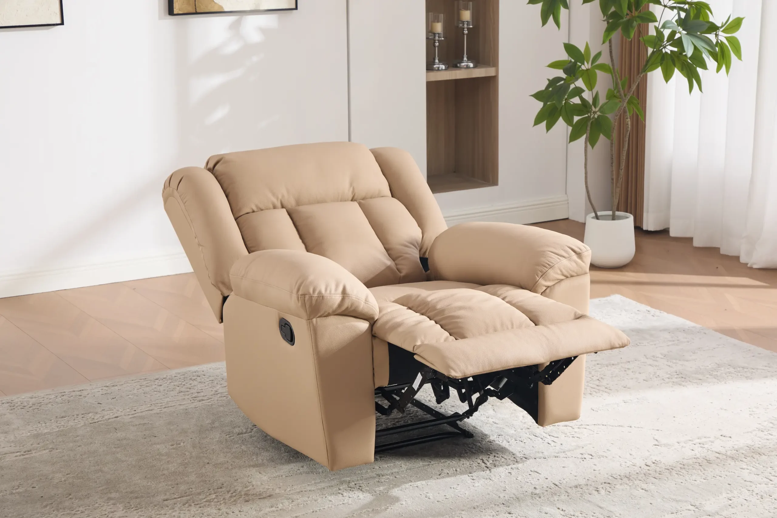 odinis fotelis su reglaineriu boss beige – 98x96xh107 cm