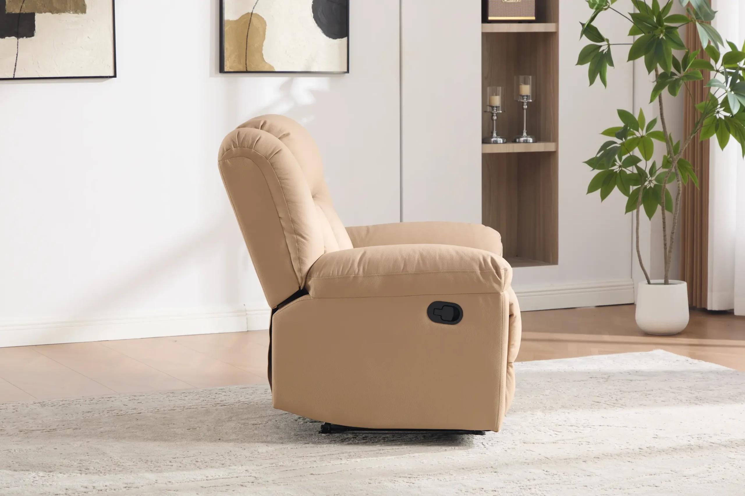 odinis fotelis su reglaineriu boss beige – 98x96xh107 cm
