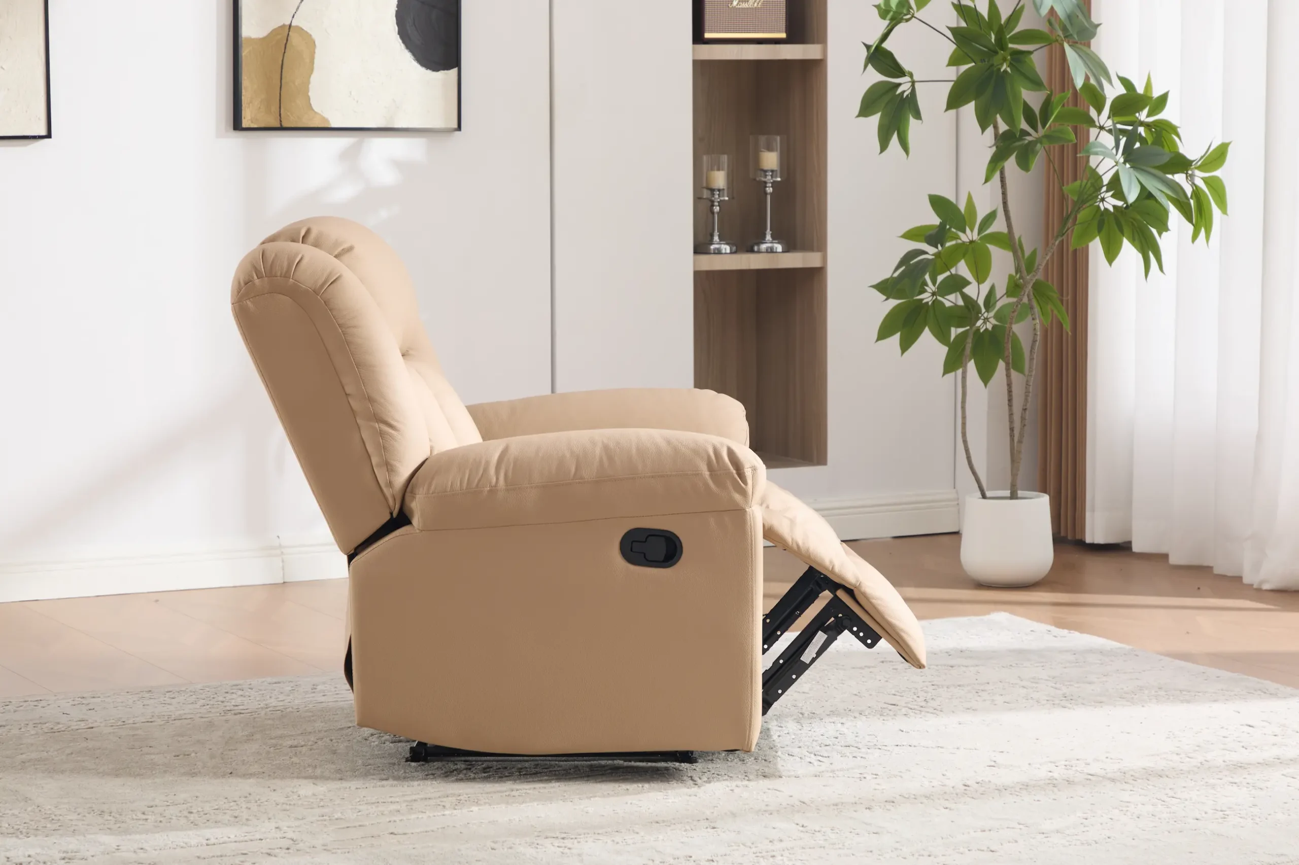 odinis fotelis su reglaineriu boss beige – 98x96xh107 cm