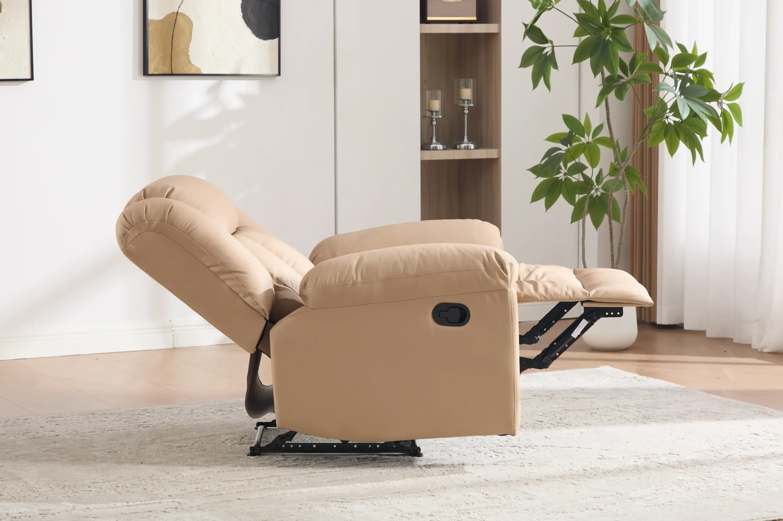 odinis fotelis su reglaineriu boss beige – 98x96xh107 cm