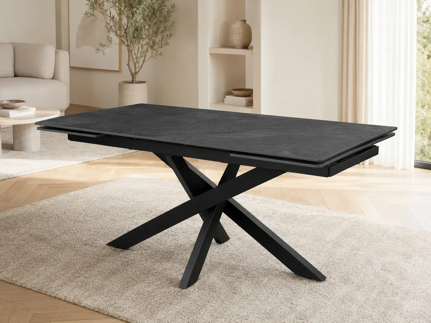 prailginamas valgomojo stalas artistico dark grey 160 (240)x90xh75 cm