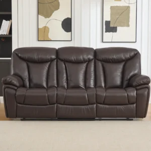 trivietė odinė sofa su reglaineriais verona brown – 218x96xh107 cm