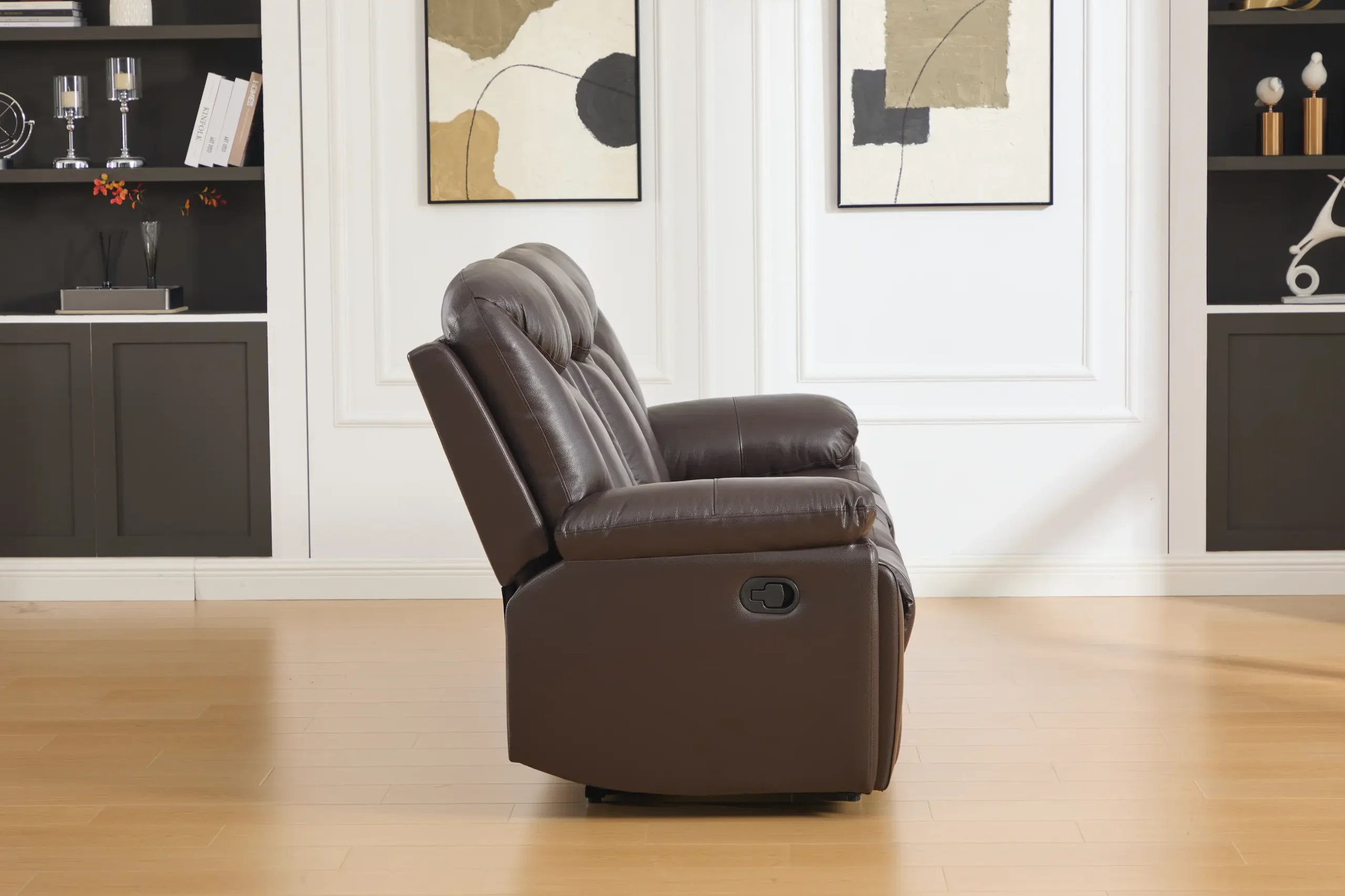 trivietė odinė sofa su reglaineriais verona brown – 218x96xh107 cm