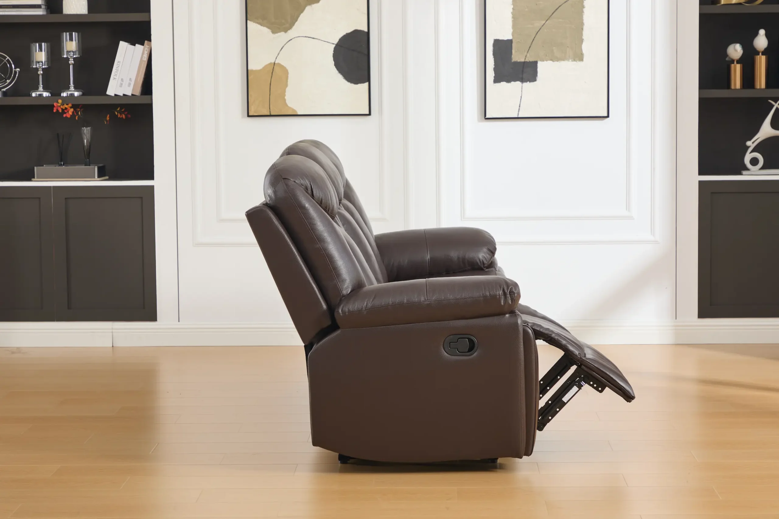 trivietė odinė sofa su reglaineriais verona brown – 218x96xh107 cm